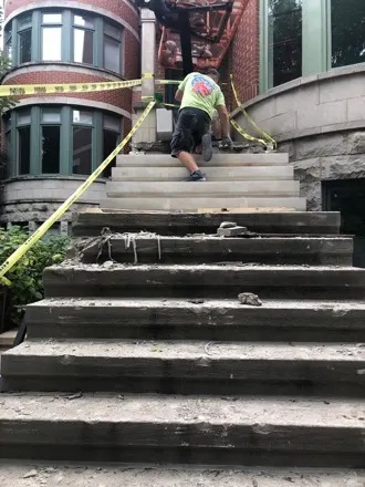 Historic limestone front steps, Chicago
